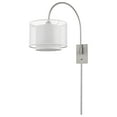 thumbnail image 1 of Brella 1-Light Brushed Nickel Swivel Wall Lamp With Sheer Snow Shantung Two Tier Shade, 1 of 4