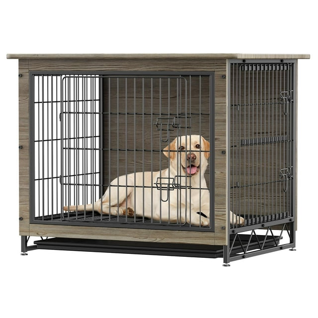 Brelley Extra Large Dog Crate Furniture Style 42"L x 29"H, Wooden with