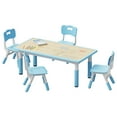 thumbnail image 1 of Brelley Toddler Table and 4 Chairs Set, Height Adjustable, Suit for Ages 2-10, Blue and Wooden Finish, 1 of 11