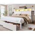 thumbnail image 1 of Breltam Queen Bed Frame with Storage Drawers&Headboard, Platform Bed with Charging Station&LED Lights, White, 1 of 12
