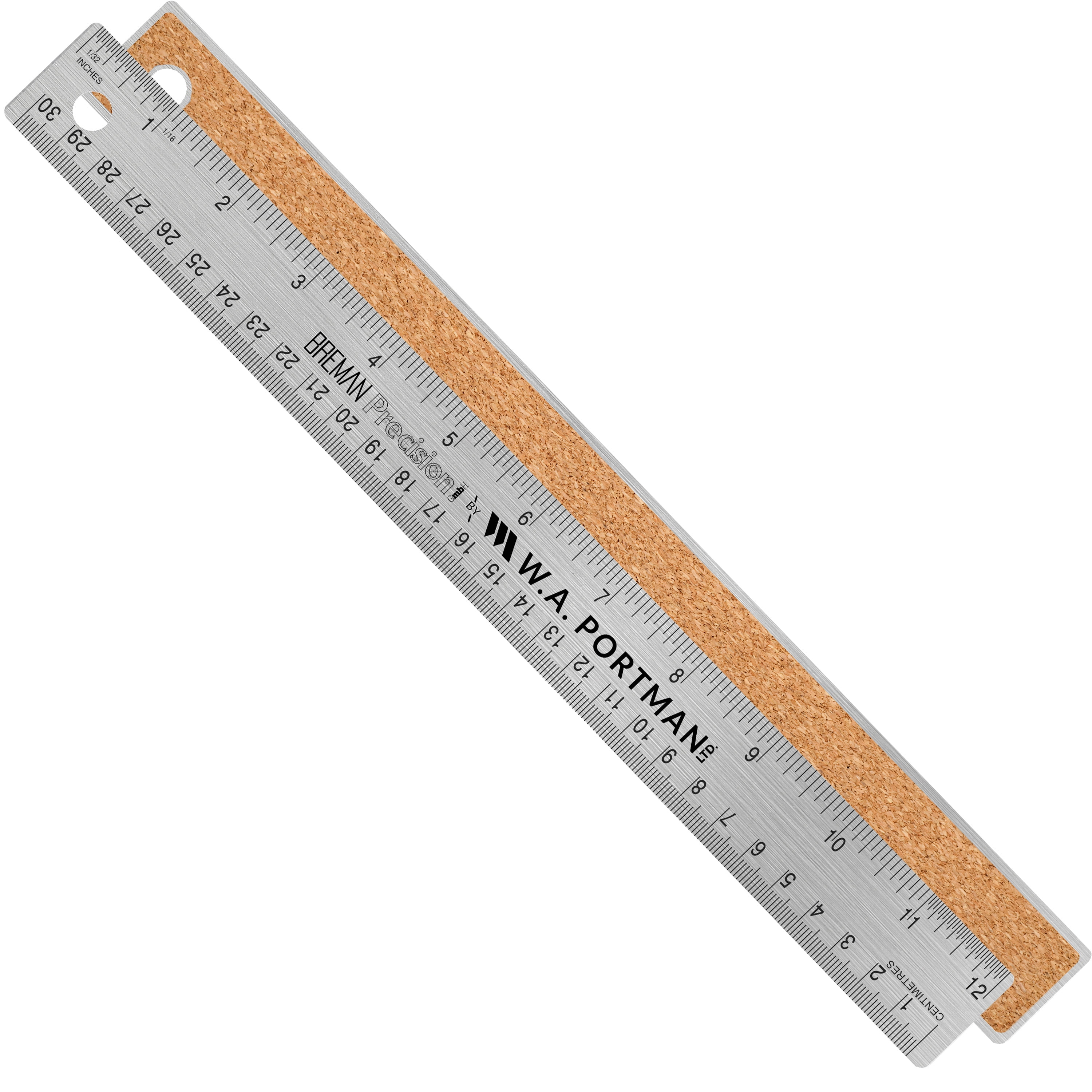 Breman Precision Stainless Steel Ruler, 12-inch Cork Back Ruler 2