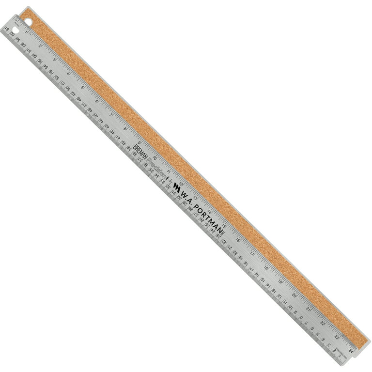 Breman Precision Stainless Steel Ruler, 24-inch Cork Back Ruler 10