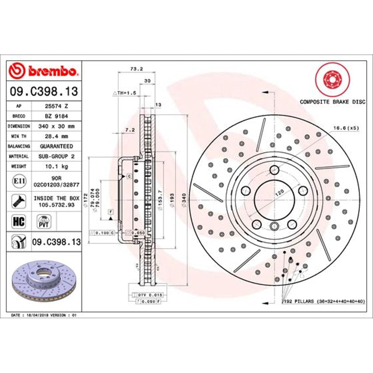 Brembo 14-16 BMW 228i/15-16 228i xDrive Front Premium OE Equivalent Rotor
