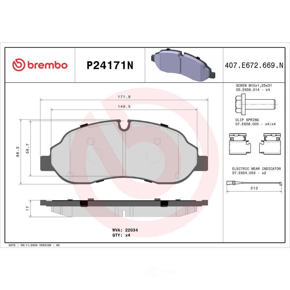Brembo P24171N PRIME Ceramic Brake Pad Set