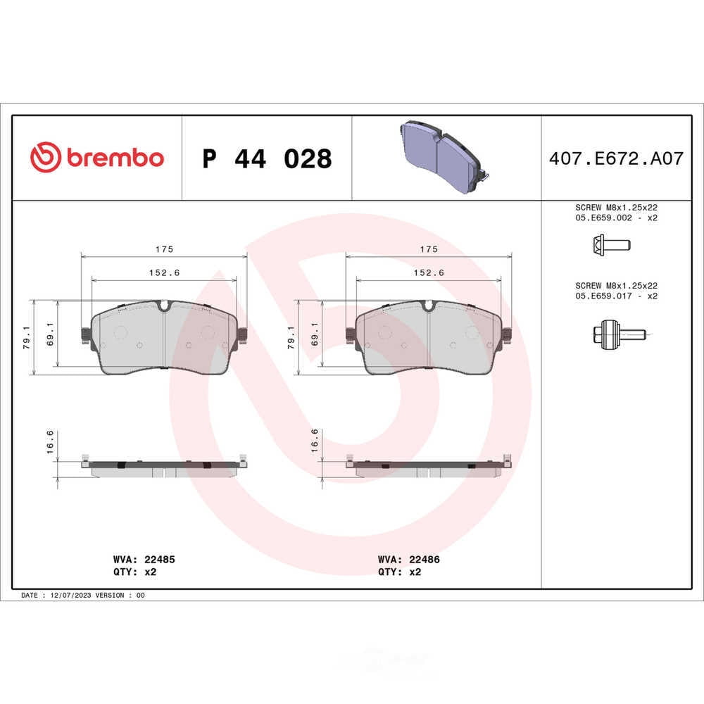 Brembo P44028 PRIME Low-Met Brake Pad Set