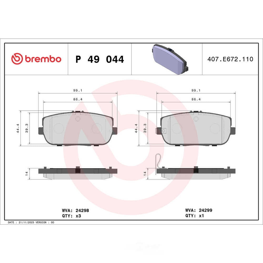 Brembo P49044 PRIME Low-Met Brake Pad Set