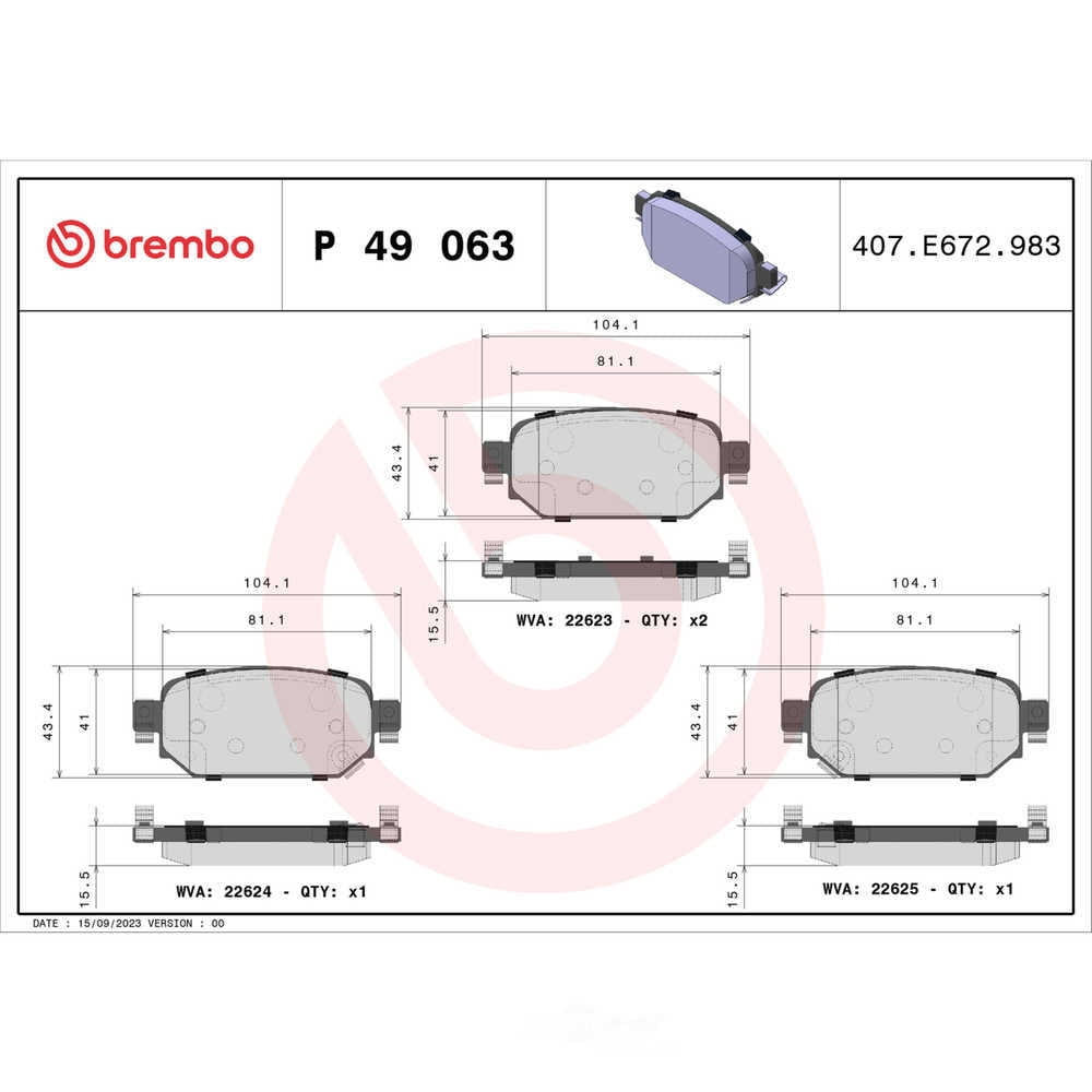Brembo P49063 PRIME Low-Met Brake Pad Set