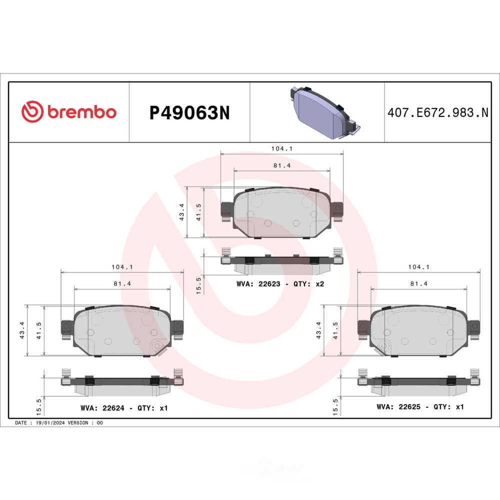 Brembo P49063N PRIME Ceramic Brake Pad Set