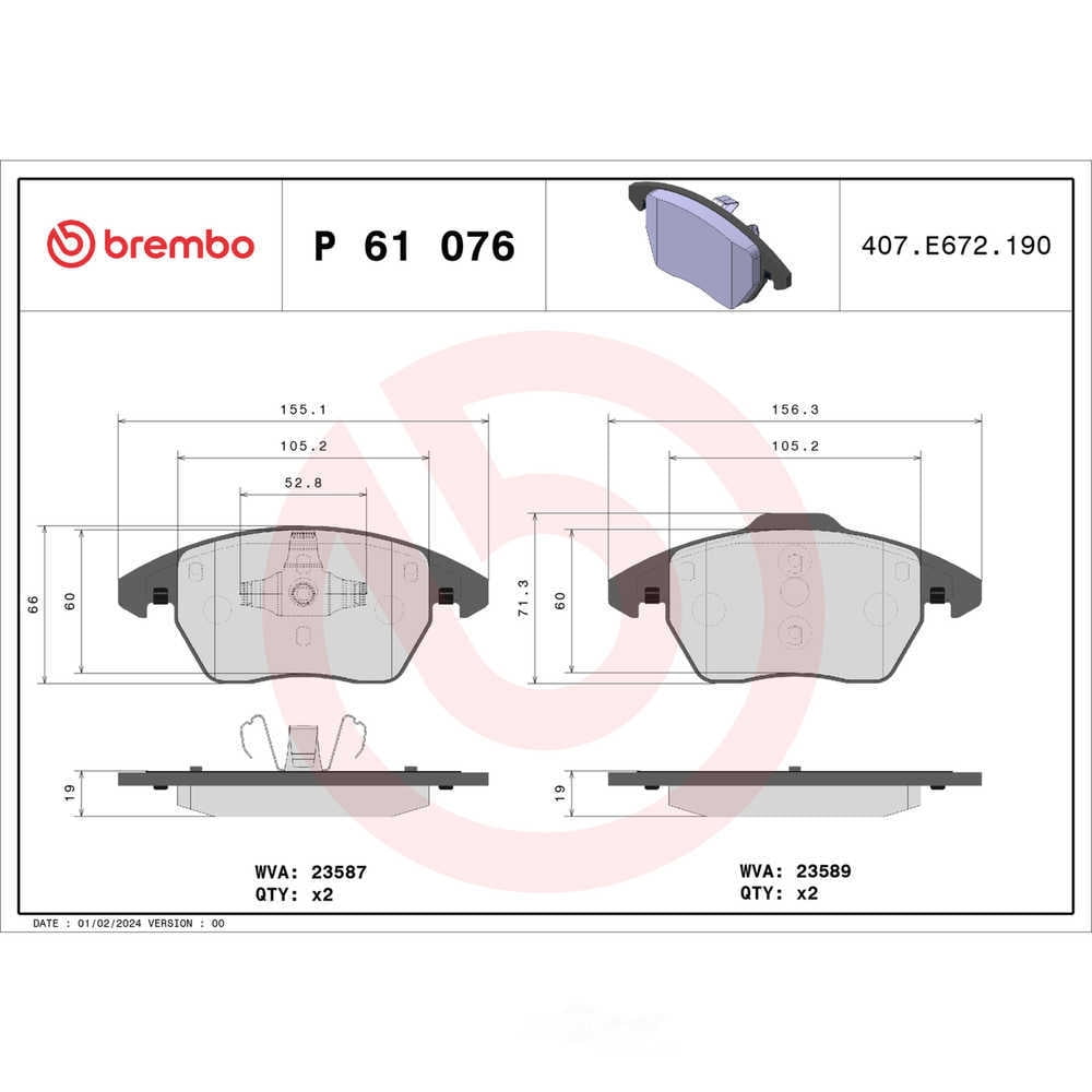 Brembo P61076 PRIME Low-Met Brake Pad Set
