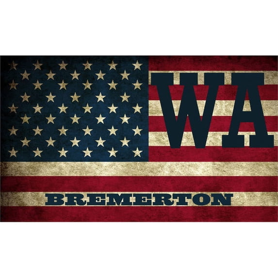Bremerton WA Washington Kitsap County Vintage US Flag Decal Bumper Sticker 3M Vinyl 3" x 5"