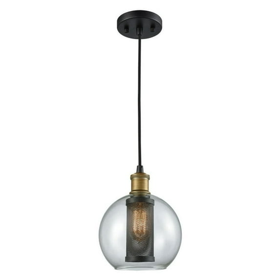 Bremington 1-Light Mini Pendant in Oiled Bronze with Clear Glass and Cage by Elk Lighting 14530/1 in Brass,Bronze Finish
