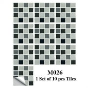 Brenberke 10-Piece Self-Adhesive 3D Tile Stickers - Kitchen and Bathroom Wall Decoration