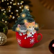 Brenberke Christmas Decoration 6.3 Inch (about 16 Cm) Luminous Cat Resin Christmas Tree With A Variety Of Multi Color Lights