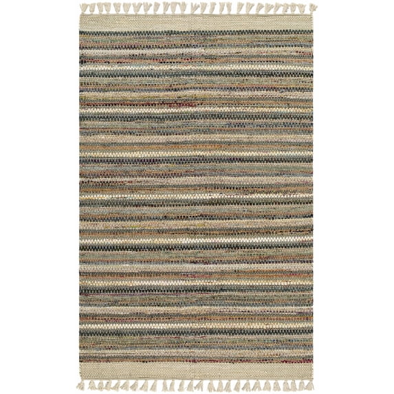 BoutiqueRugs Brenda Bohemian Hand Loomed Striped Area Area Rug - Sage, Sandstone, Charcoal - 8' x 10'