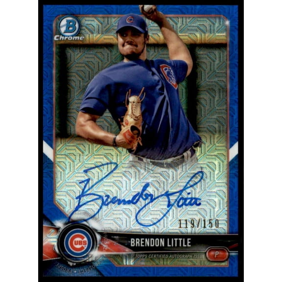 Brendon Little Rookie Card 2018 Bowman Chrome ProsAutograph Blue Mojo Ref #BCPABL