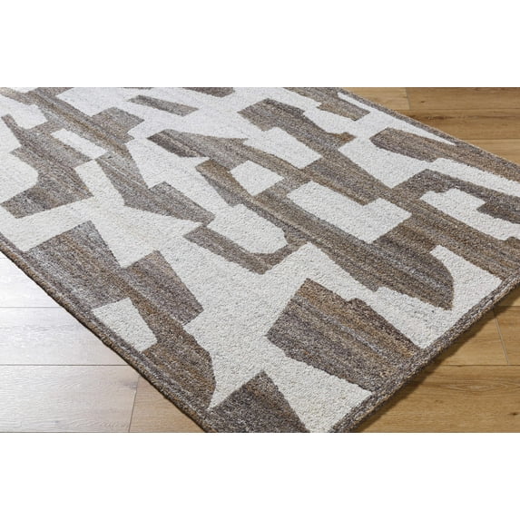 Brendy Contemporary, Geometric Area Rug - Taupe, Ivory, Charcoal - 9' x 12'