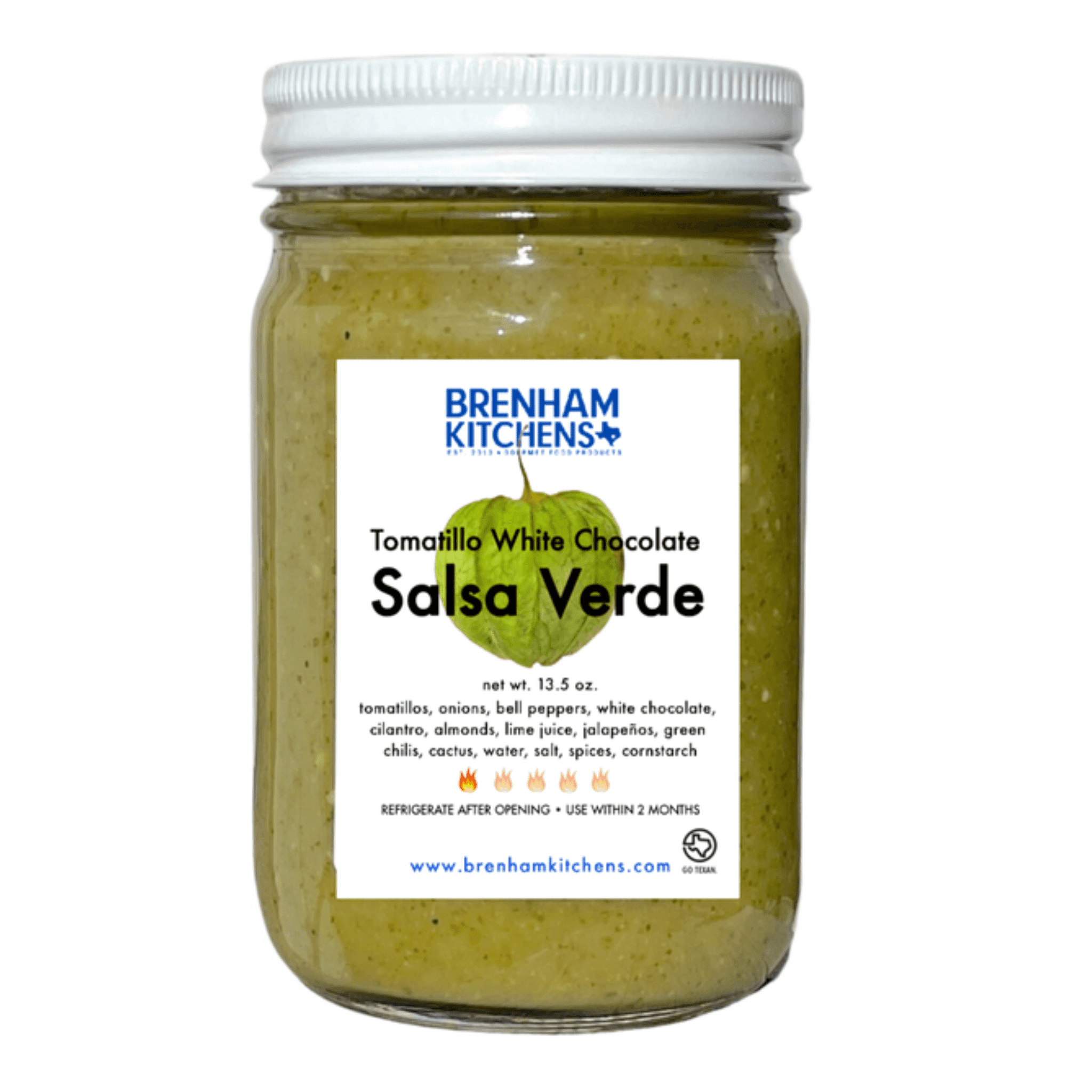 Brenham kitchens Tomatillo White Chocolate Salsa Verde, Mild Heat 13