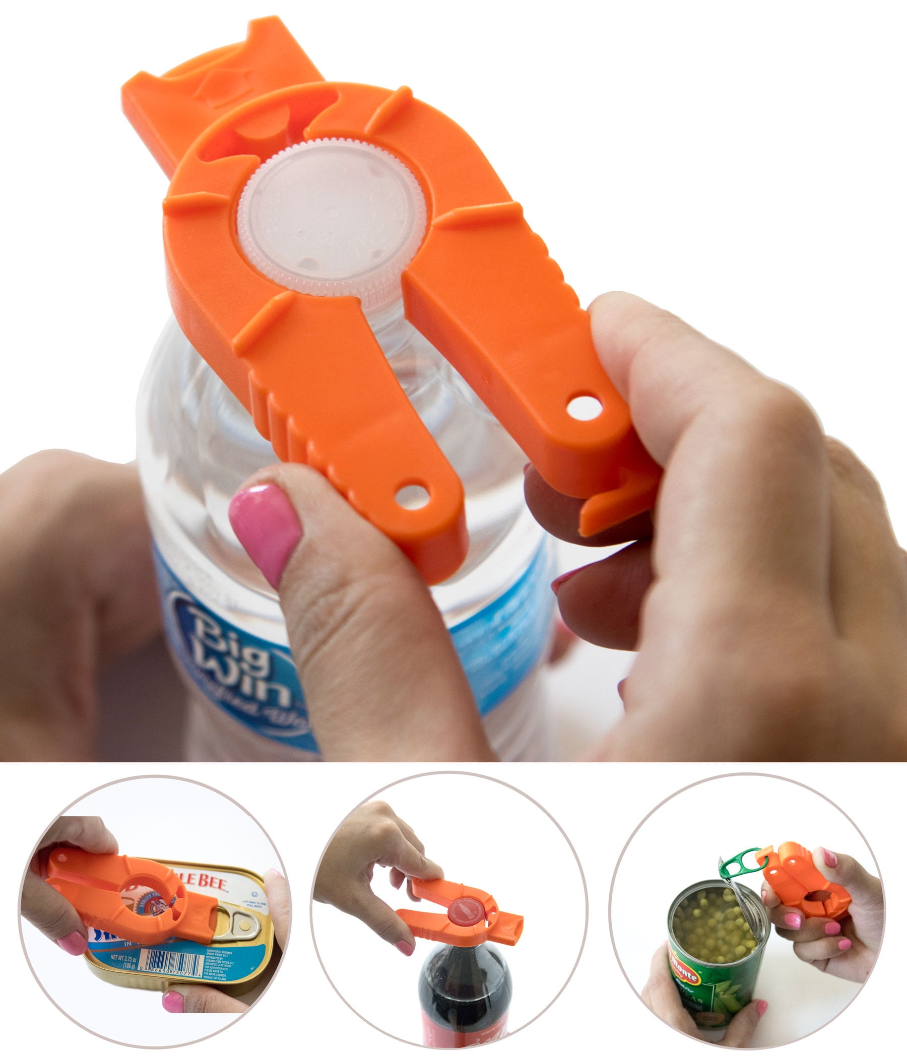 Brenium 2-Pack Ergonomic Bottle Opener - Easy Twist for Weak Hands,  Seniors, Arthritis, Orange