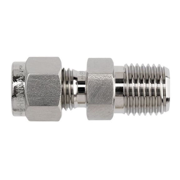 Brennan N2404-08-08-SS Stainless Steel Compression Tube Fitting, Straight Adapter, 1/2" Tube OD x NPT Male CA1