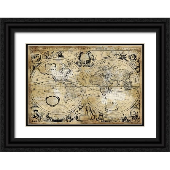 Brennan, Russell 14x11 Black Ornate Wood Framed with Double Matting Museum Art Print Titled - Antique Map I