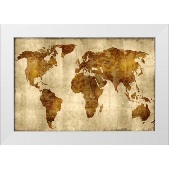 Brennan, Russell 14x11 White Modern Wood Framed Museum Art Print Titled - The World - Bronze on Gold