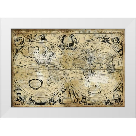Brennan, Russell 32x23 White Modern Wood Framed Museum Art Print Titled - Antique Map I