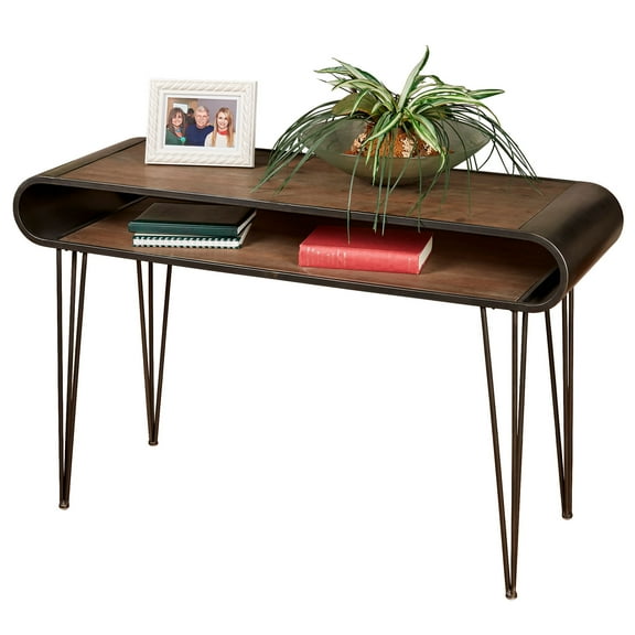 Brennan Wooden And Metal Openwork Table Bronze 47"Wx16"Dx28.5"H