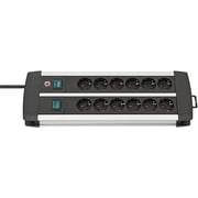 Brennenstuhl Premium Aluminium Line Extension Lead, Aluminium with Switch and 3m Cable   Colour Black, black, 1391000912