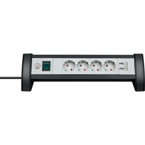 Brennenstuhl Premium Office-Line 4-Way Power Strip with Switch (Multiple Socket Ideal for The D