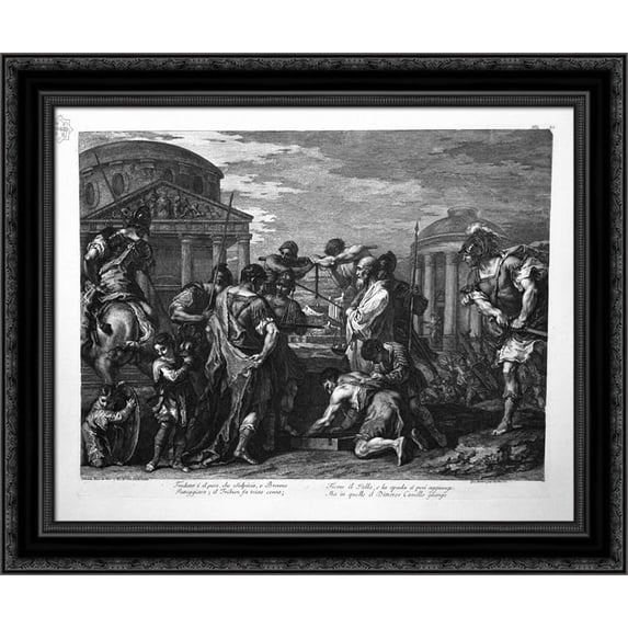 Brennus and Camillus 24x20 Black Ornate Wood Framed Canvas Art by Piranesi, Giovanni Battista