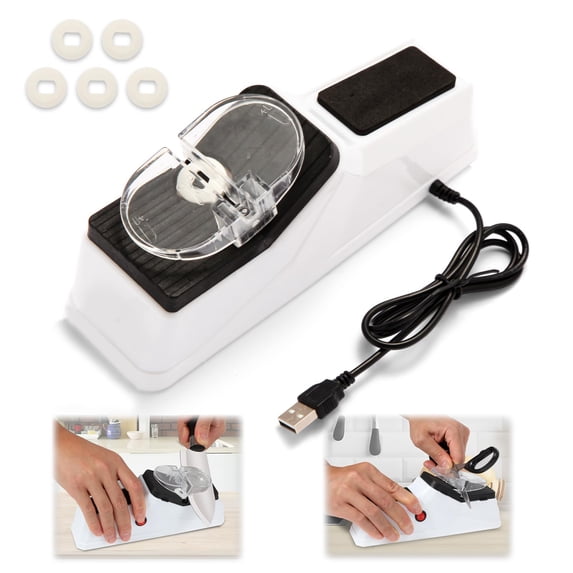 Brenovi Electric Knife Sharpener,(USB) Double Sided Knife Sharpener,Quick Sharpening & Polishing,with Protective Cover