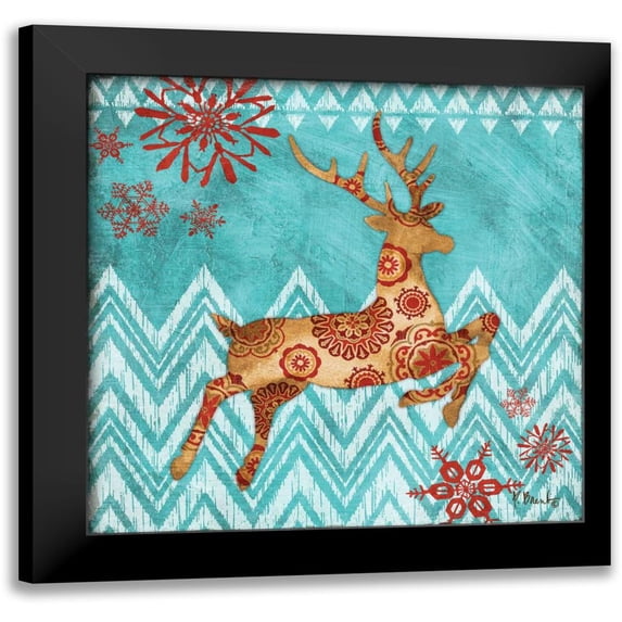 Brent, Paul 12x12 Black Modern Framed Museum Art Print Titled - Ice Reindeer Dance I