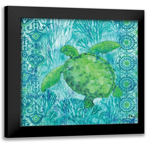 Brent, Paul 12x12 Black Modern Framed Museum Art Print Titled - Turtle Batik Sq