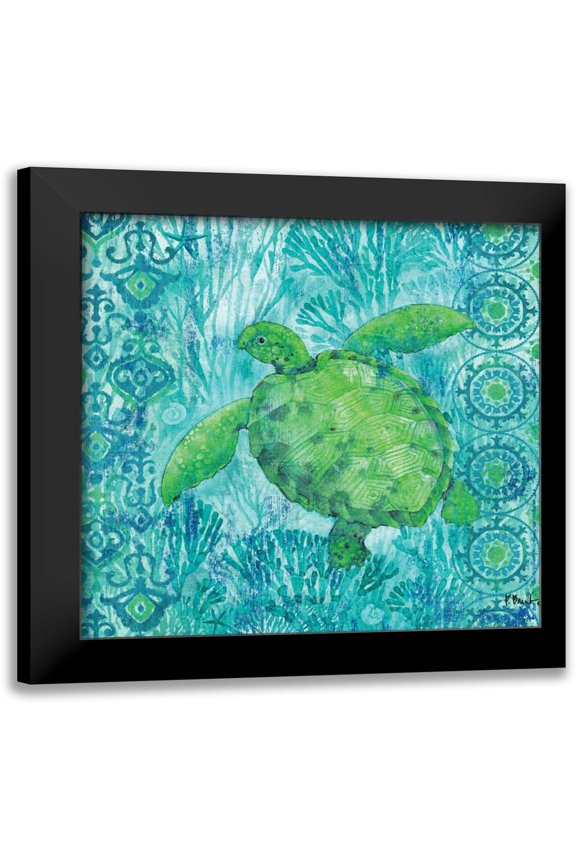 Brent, Paul 12x12 Black Modern Framed Museum Art Print Titled - Turtle Batik Sq