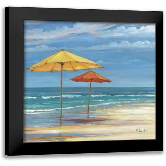 Brent, Paul 12x12 Black Modern Framed Museum Art Print Titled - Umbrella Beachscape Sq. II