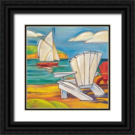 Brent, Paul 12x12 Black Ornate Wood Framed with Double Matting Museum Art Print Titled - Adirondack Chair