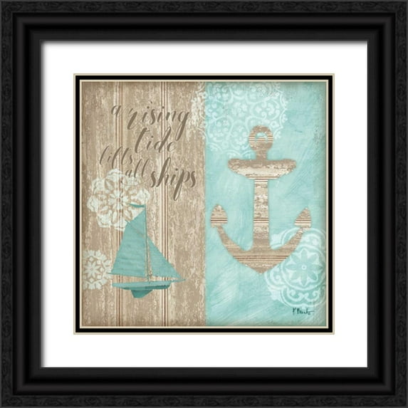 Brent, Paul 12x12 Black Ornate Wood Framed with Double Matting Museum Art Print Titled - Beach Boardwalk IV
