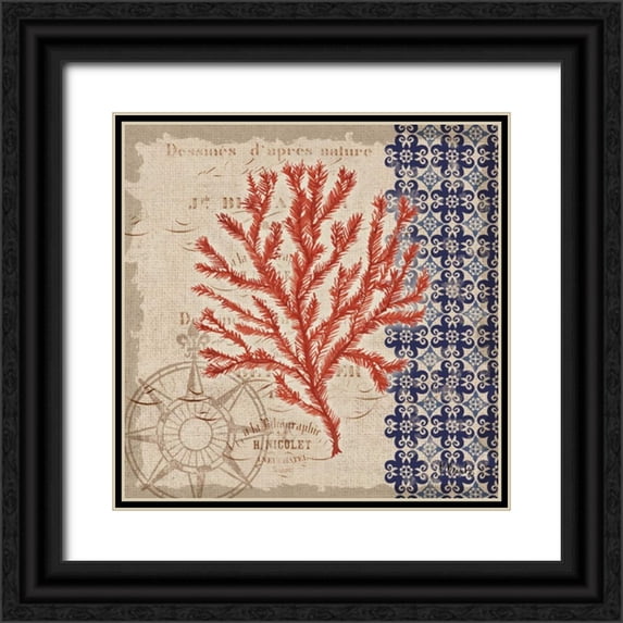Brent, Paul 12x12 Black Ornate Wood Framed with Double Matting Museum Art Print Titled - Burlap Coral II