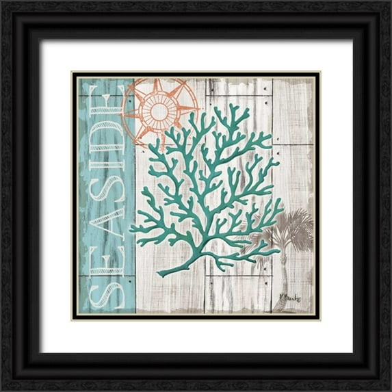 Brent, Paul 12x12 Black Ornate Wood Framed with Double Matting Museum Art Print Titled - Coral Azul I