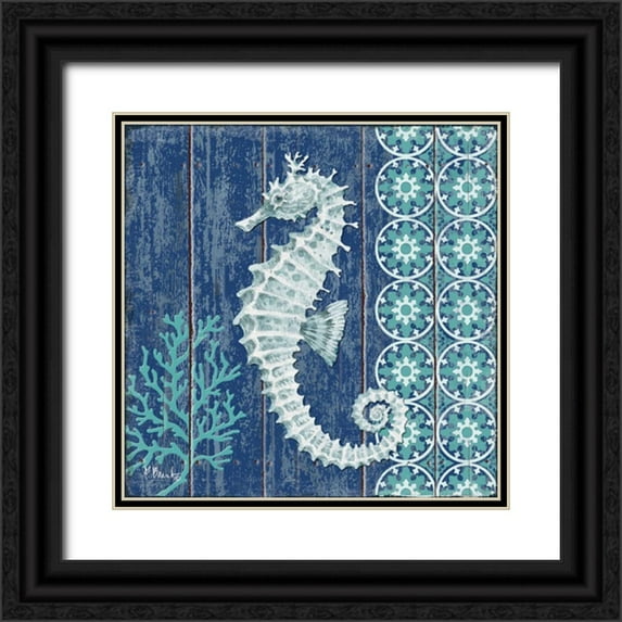 Brent, Paul 12x12 Black Ornate Wood Framed with Double Matting Museum Art Print Titled - Indigo Sea VI