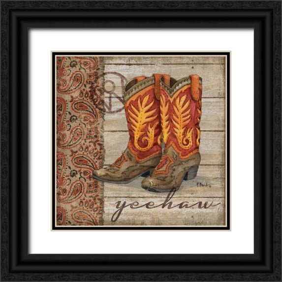 Brent, Paul 12x12 Black Ornate Wood Framed with Double Matting Museum Art Print Titled - Wild West Boots I