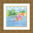 thumbnail image 1 of Brent, Paul 12x12 Gold Ornate Wood Framed with Double Matting Museum Art Print Titled - Martini Float Flamingo, 1 of 4