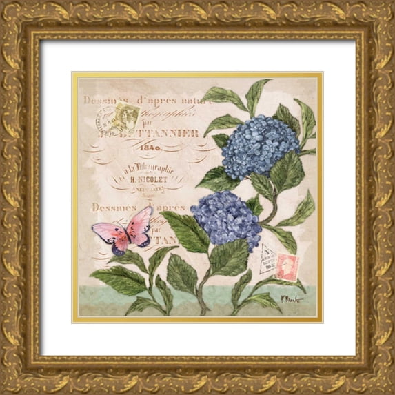 Brent, Paul 12x12 Gold Ornate Wood Framed with Double Matting Museum Art Print Titled - Parisian Hydrangeas II