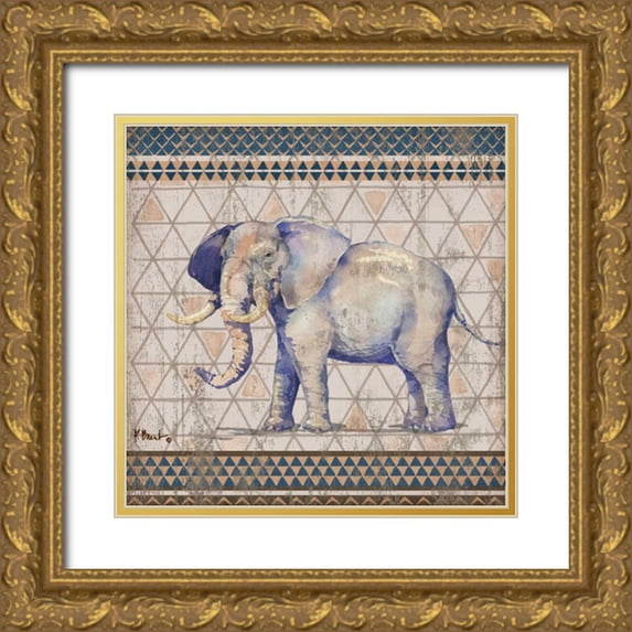 Brent, Paul 12x12 Gold Ornate Wood Framed with Double Matting Museum Art Print Titled - Tribal Trek Neutral IV