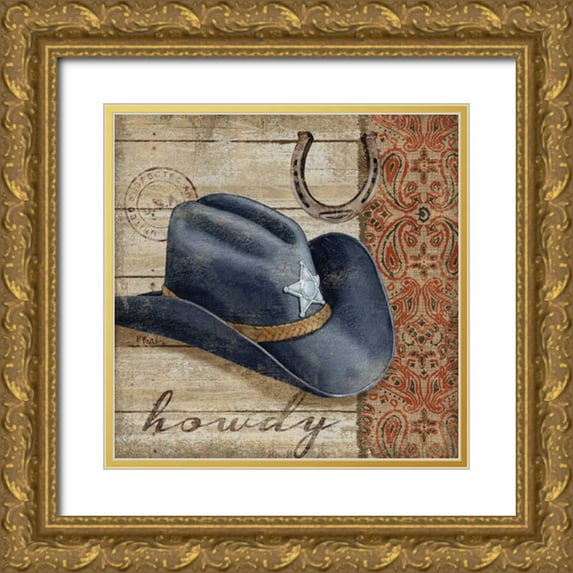 Brent, Paul 12x12 Gold Ornate Wood Framed with Double Matting Museum Art Print Titled - Wild West Hats I