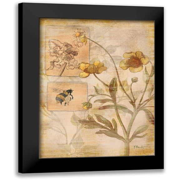 Brent, Paul 12x14 Black Modern Framed Museum Art Print Titled - Flora Bumble Bee