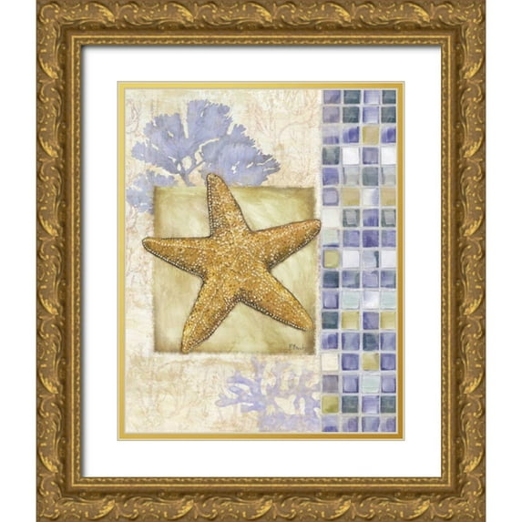 Brent, Paul 12x14 Gold Ornate Wood Framed with Double Matting Museum Art Print Titled - Mosaic Shell Collage II