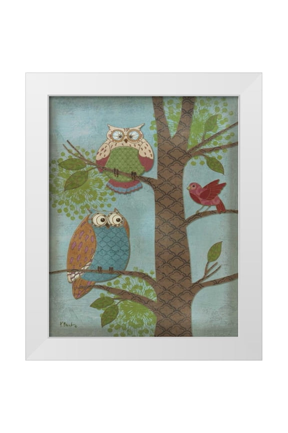 Brent, Paul 12x14 White Modern Wood Framed Museum Art Print Titled - Fantasy Owls Vertical II