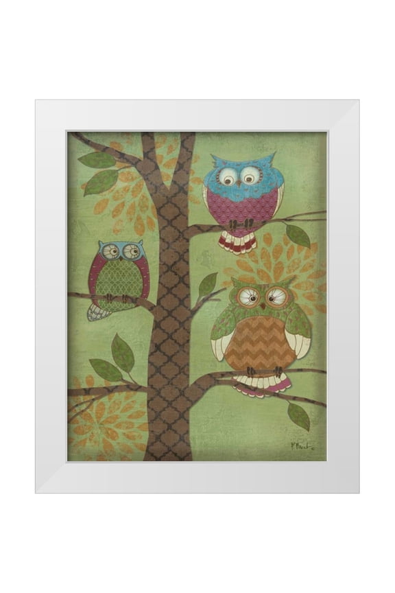 Brent, Paul 12x14 White Modern Wood Framed Museum Art Print Titled - Fantasy Owls Vertical I
