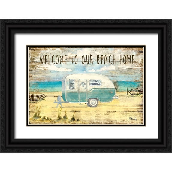 Brent, Paul 14x11 Black Ornate Wood Framed with Double Matting Museum Art Print Titled - Beach Camping